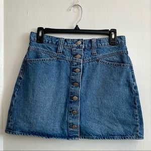 Madewell Stretch Denim A-Line Mini Snap Skirt